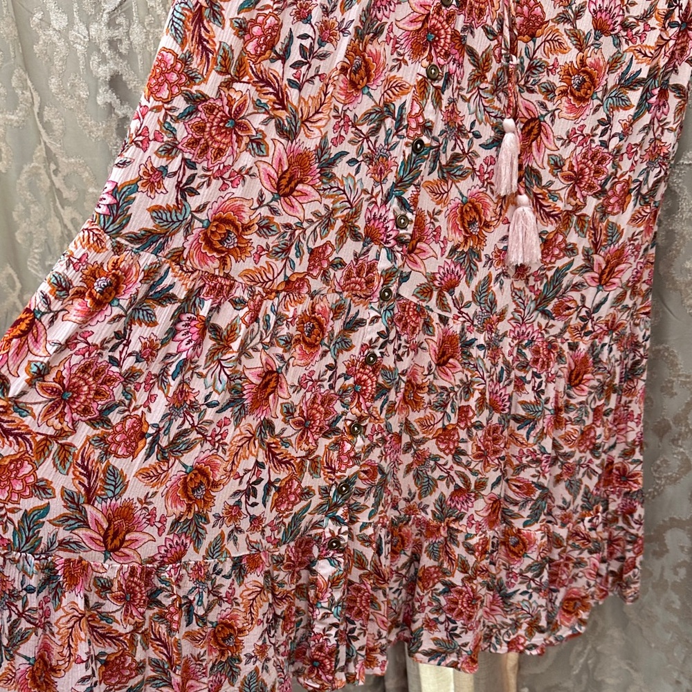 Indigo Rose Floral Pink Short Sleeve Maxi Dress Size Large - Picture 5 of 8